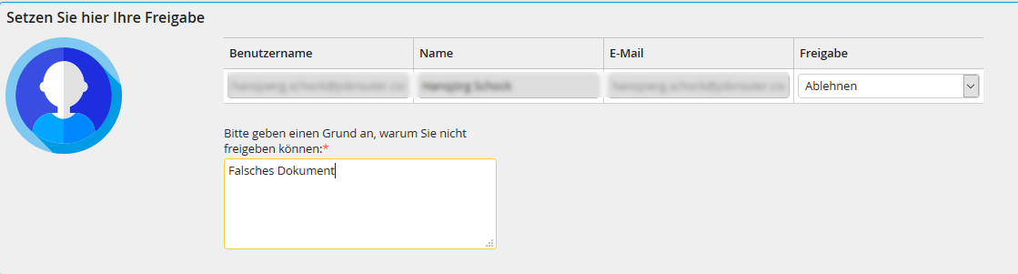 Freigabe der Dokumente