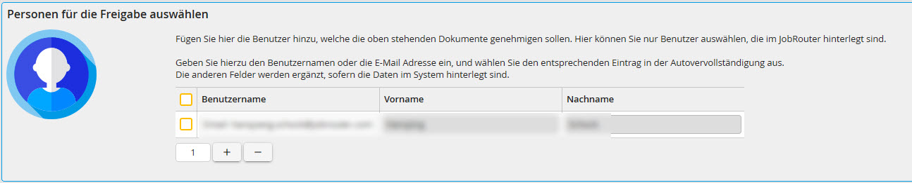 Personen für die Freigabe auswählen