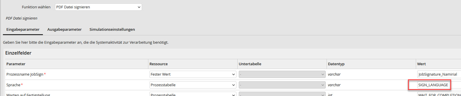 Systemaktivität Sprache