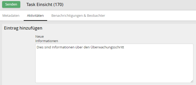 Eintrag über den Überwachungsschritt