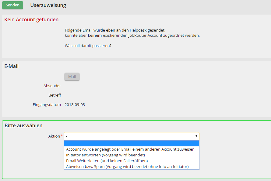 Schritt zum Zuweisen nicht gefundener Benutzer