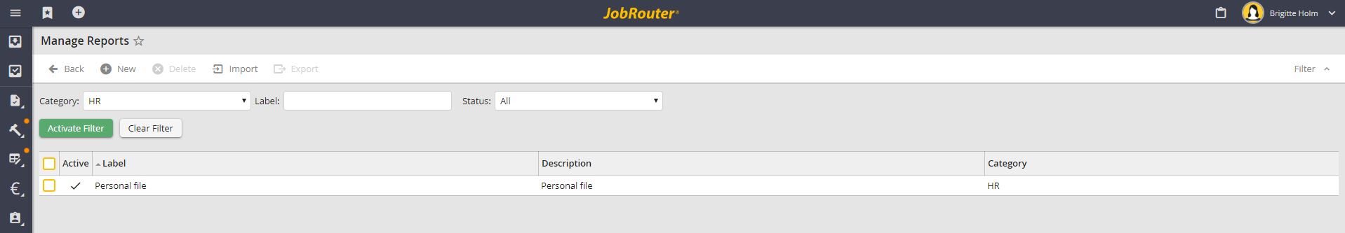 personalFile overview